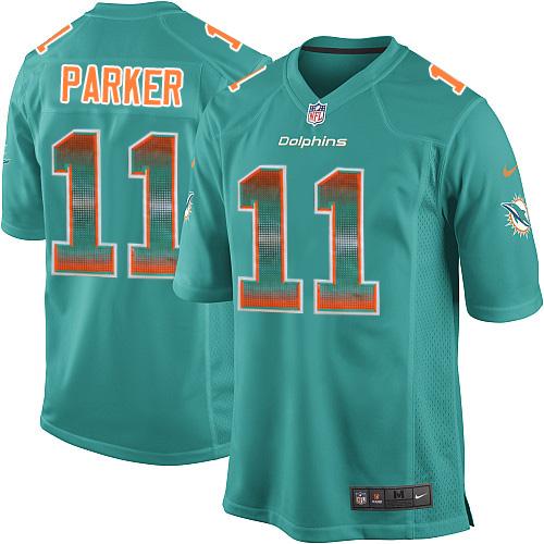 Nike Dolphins #11 DeVante Parker Aqua Green Team Color Men's Stitched NFL Limited Strobe Jersey - Click Image to Close